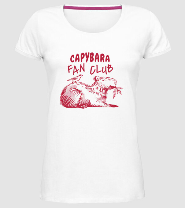 Capybara fan club model alb pe tricou