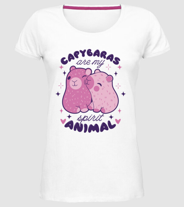 Capybaras are my spirit animal model alb pe tricou