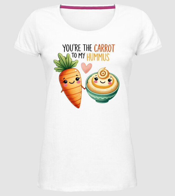 Carrot to my Hummus model alb pe tricou