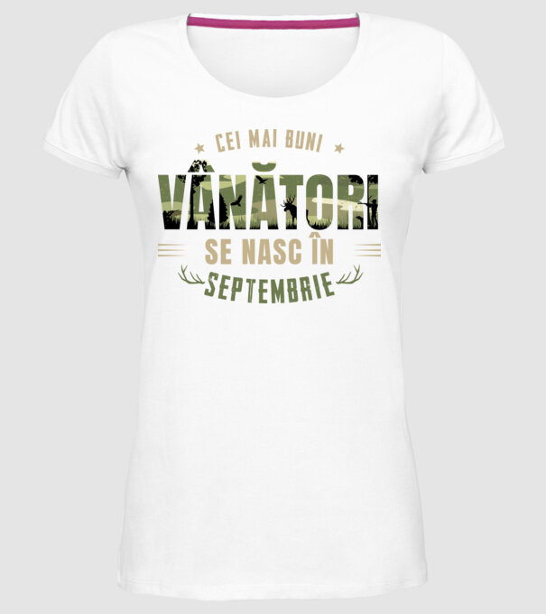 Cei mai buni vânători se nasc în septembrie model alb pe tricou