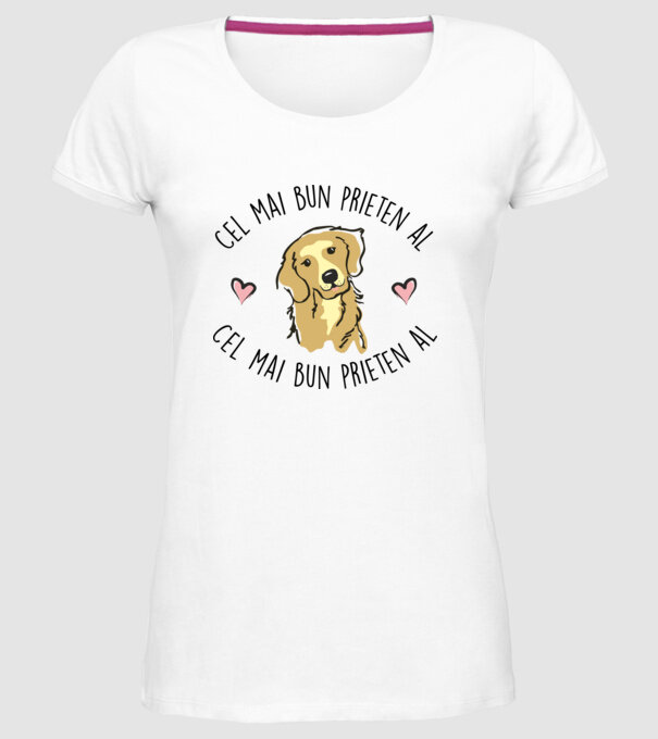 Cel mai bun prieten al meu este un golden retriever model alb pe tricou