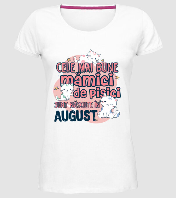 Cele mai bune mămici de pisici August model alb pe tricou