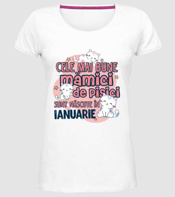 Cele mai bune mămici de pisici ianuarie model alb pe tricou