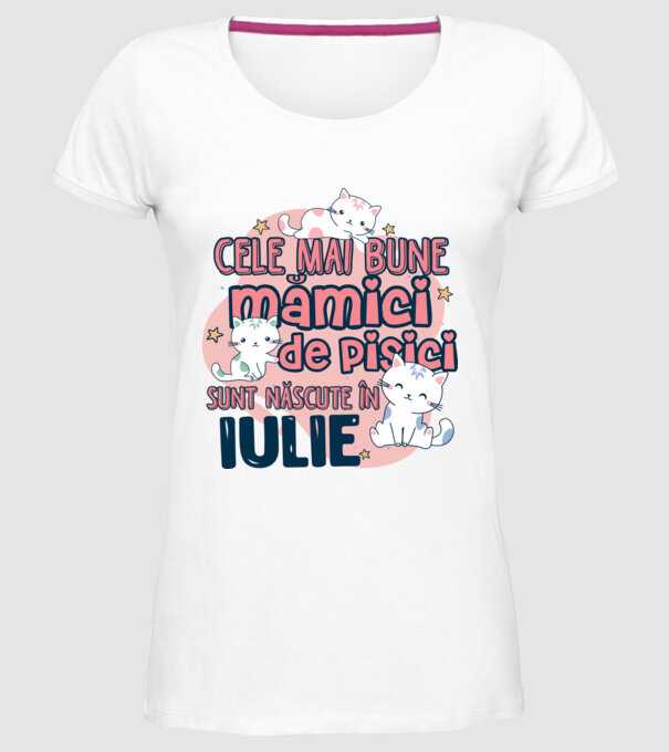 Cele mai bune mămici de pisici iulie model alb pe tricou