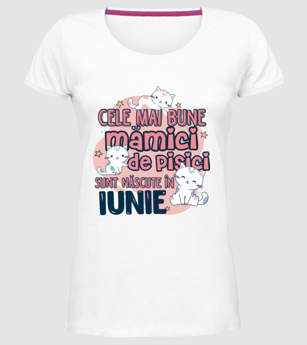 Cele mai bune mămici de pisici iunie model alb pe tricou