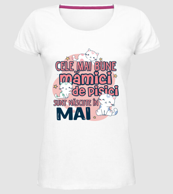 Cele mai bune mămici de pisici Mai model alb pe tricou