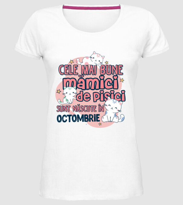 Cele mai bune mămici de pisici octombrie model alb pe tricou