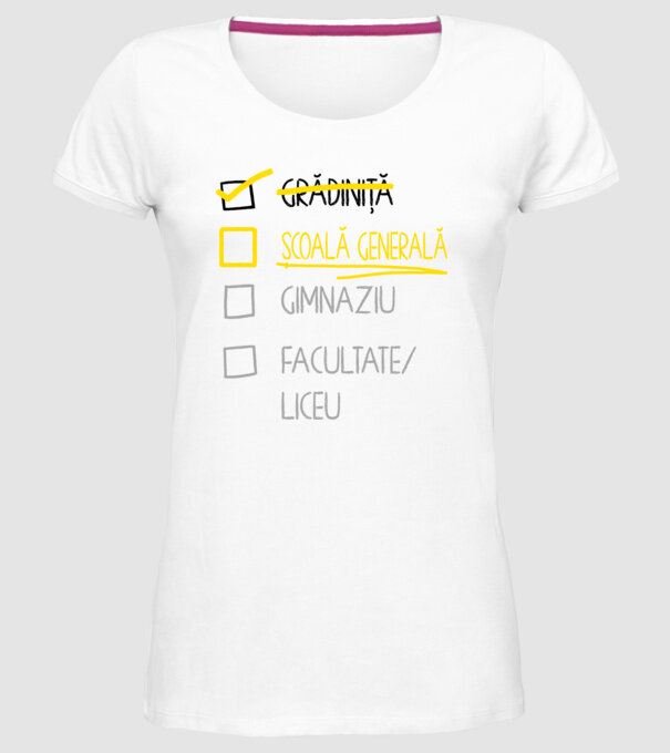 Cheklist educație - grădiniță alb model alb pe tricou