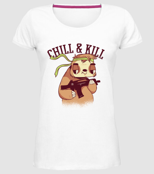 chill and kill model alb pe tricou