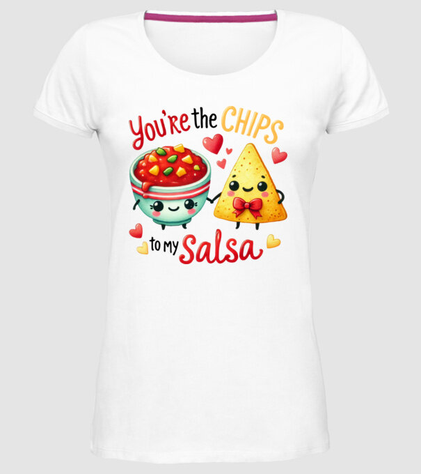 Chips to my Salsa model alb pe tricou