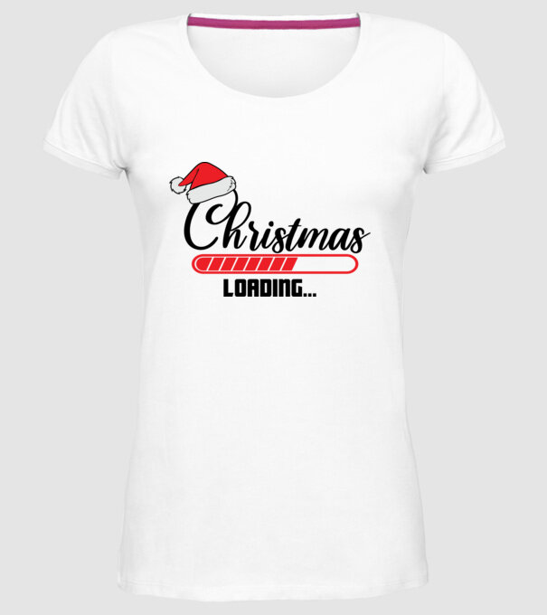 Christmas is loading model alb pe tricou
