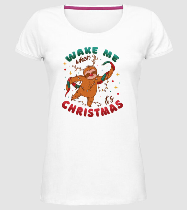 Christmas Sloth model alb pe tricou