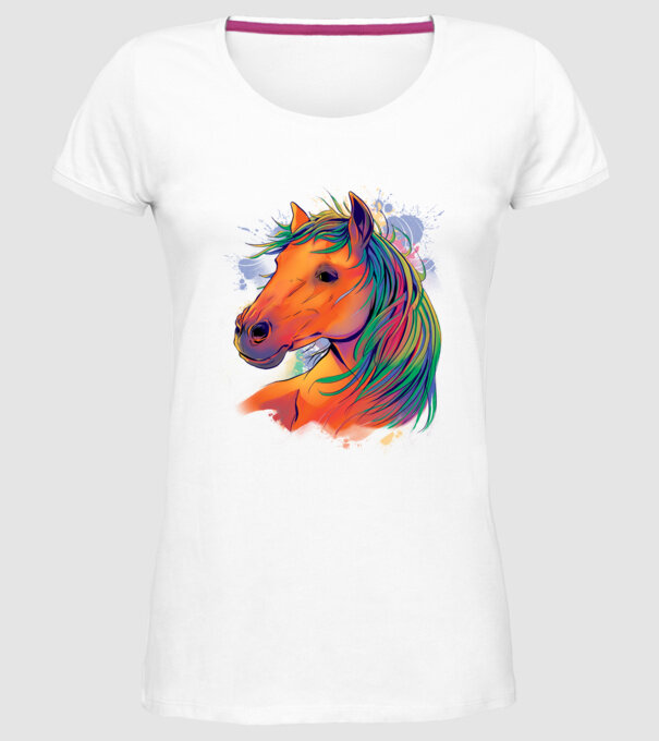 Colorful Horse model alb pe tricou