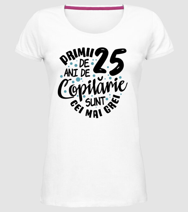 Copilărie 25 de ani model alb pe tricou