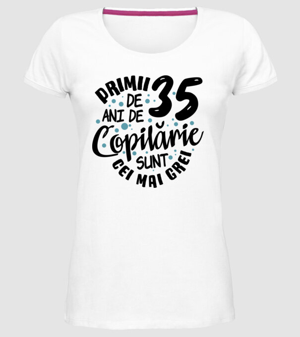Copilărie 35 de ani model alb pe tricou