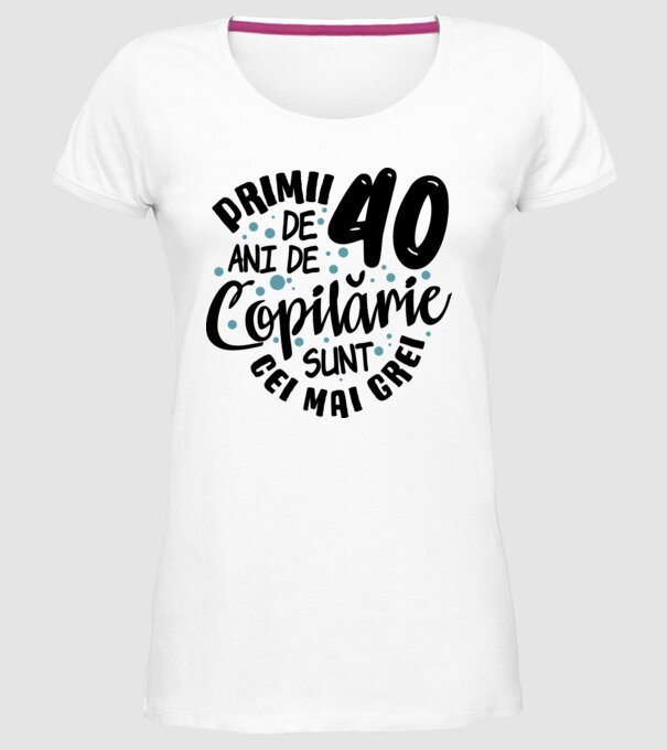 Copilărie 40 de ani model alb pe tricou