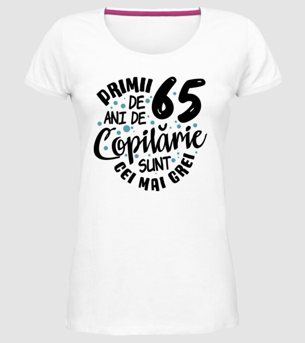 Copilărie 65 de ani model alb pe tricou