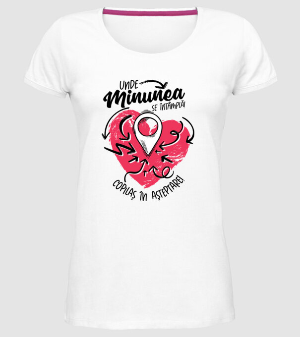 Copilaș în așteptare model alb pe tricou