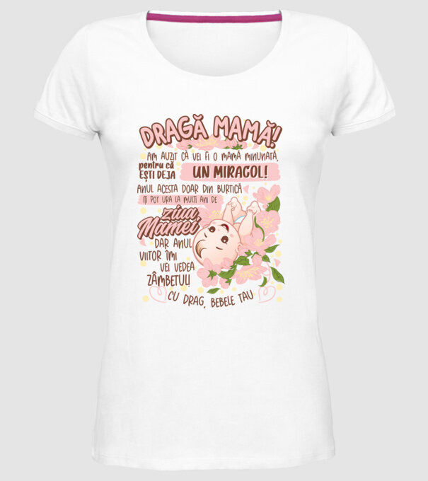 Cu drag, bebele tău model alb pe tricou