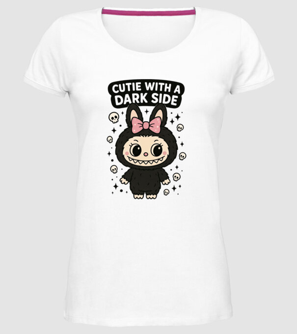Cutie with a dark side model alb pe tricou