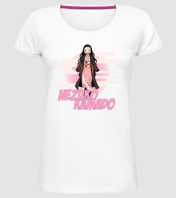 Demon Slayer Nezuko model alb pe tricou
