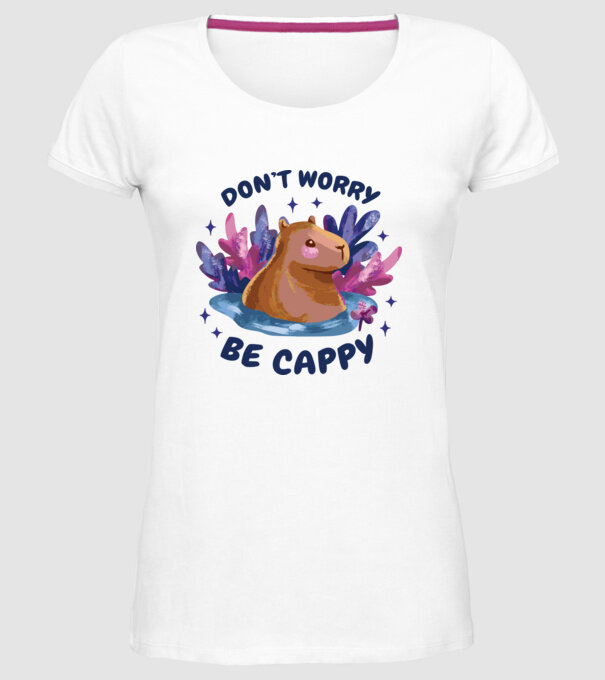 Don't worry be Cappy - capibară model alb pe tricou