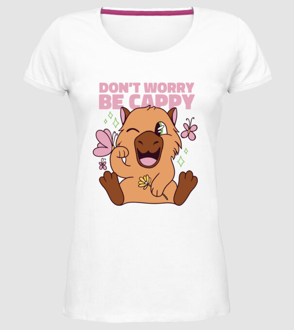 Don't worry be cappy - capibară model alb pe tricou