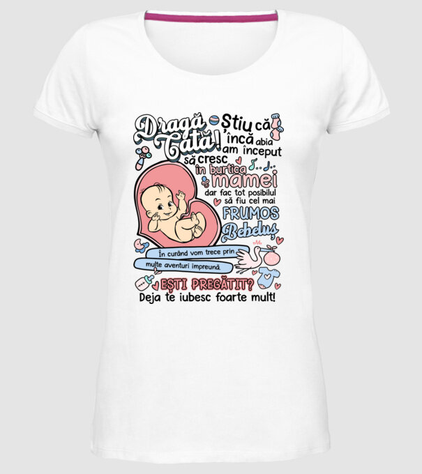 Dragă tată model alb pe tricou