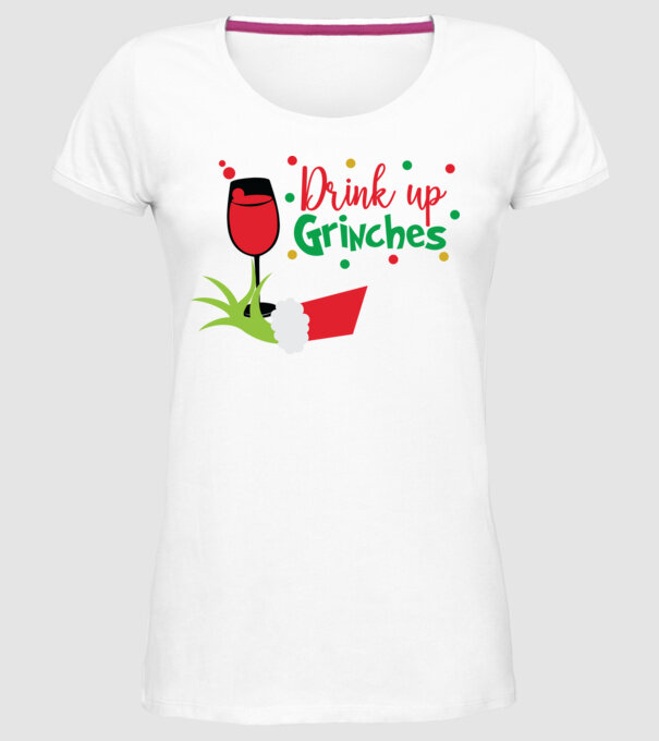 Drink up Grinches model alb pe tricou