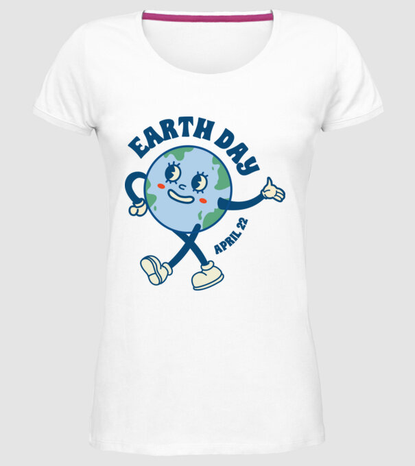 Earth Day model alb pe tricou