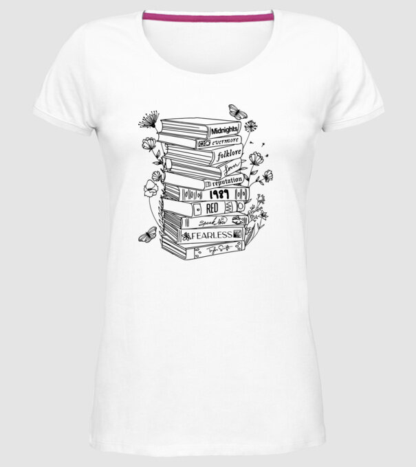 Eras tour books model alb pe tricou