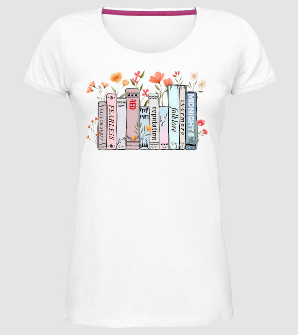 Eras tour books color model alb pe tricou