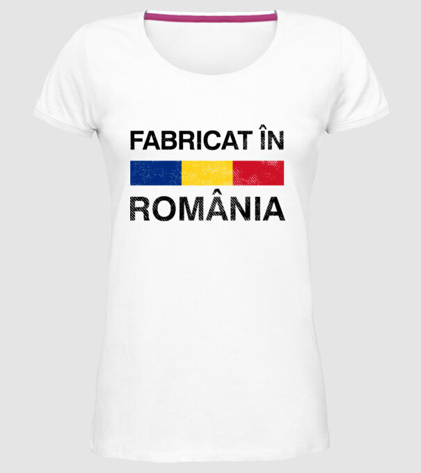 Fabricat în România model alb pe tricou
