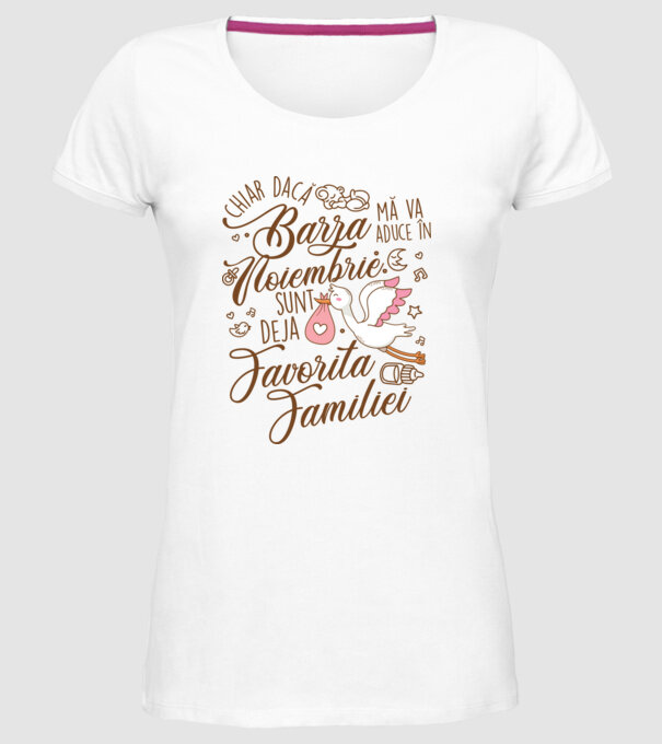 Favorita familiei NOIEMBRIE model alb pe tricou