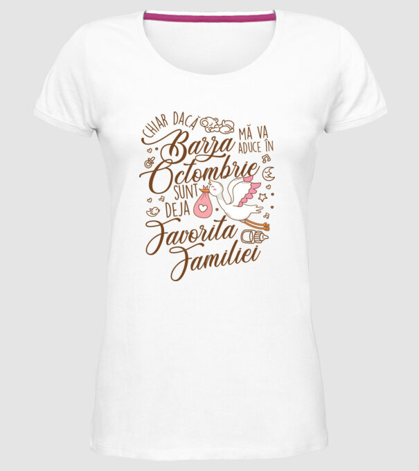 Favorita familiei OCTOMBRIE model alb pe tricou