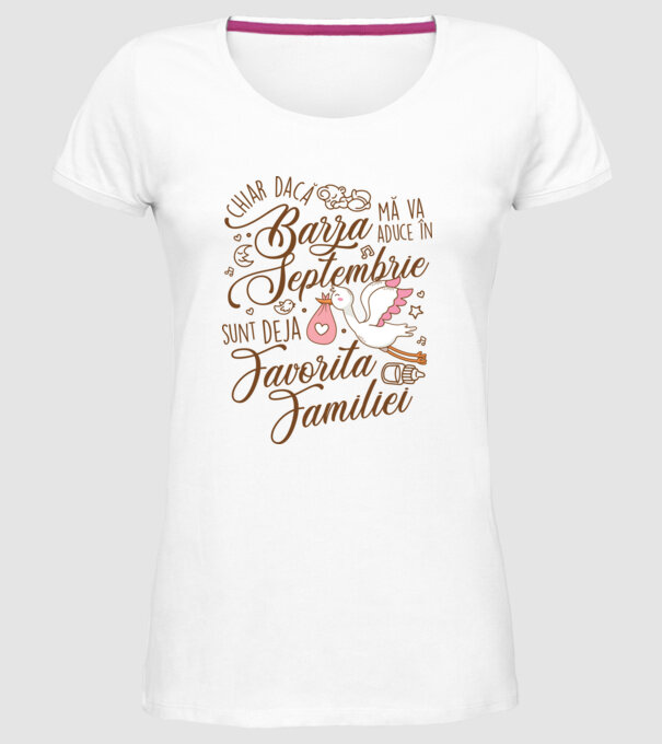 Favorita familiei SEPTEMBRIE model alb pe tricou