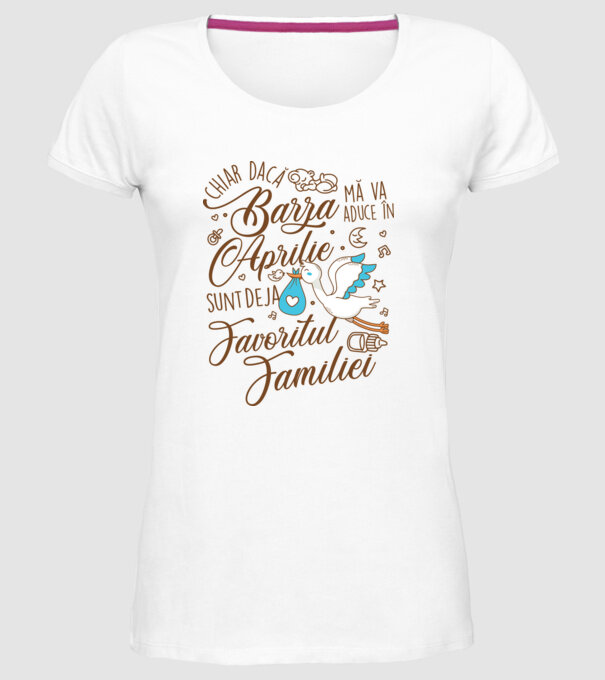 Favoritul familiei APRILIE model alb pe tricou