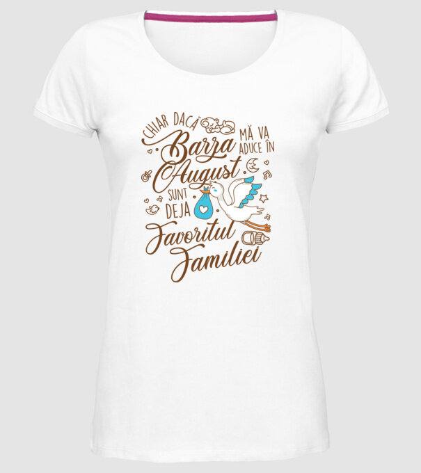 Favoritul familiei AUGUST model alb pe tricou
