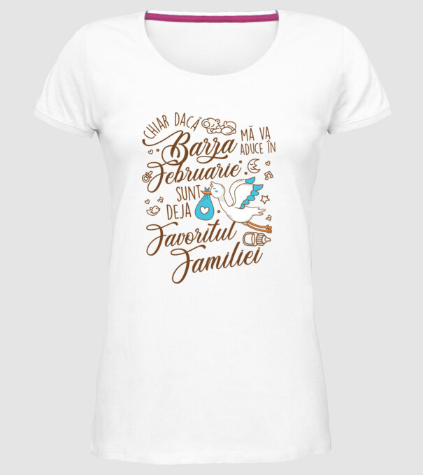 Favoritul familiei FEBRUARIE model alb pe tricou