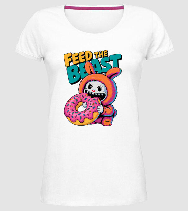 Feed the beast model alb pe tricou