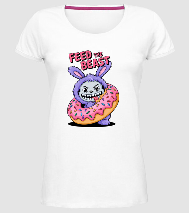 Feed the beast model alb pe tricou