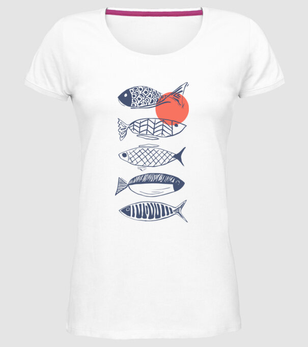 Fish model alb pe tricou