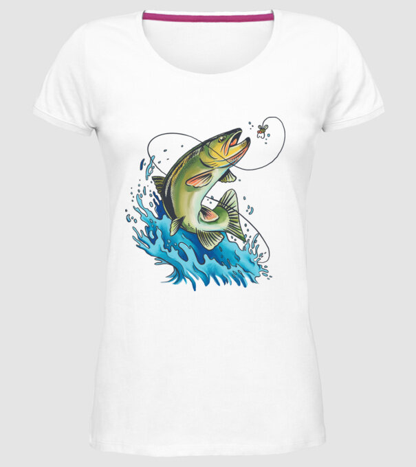 Fish model alb pe tricou