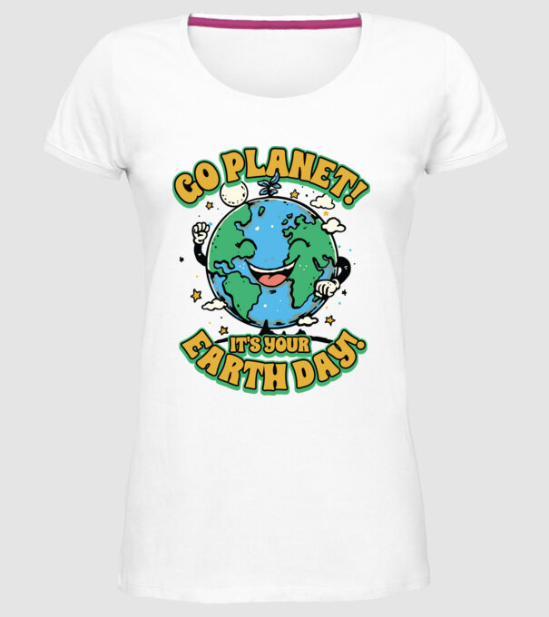 Go planet model alb pe tricou