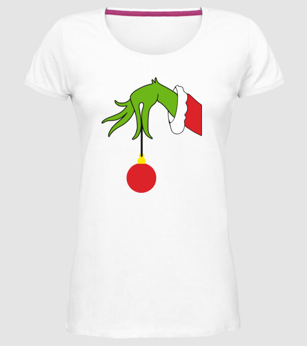 Grinch hand model alb pe tricou