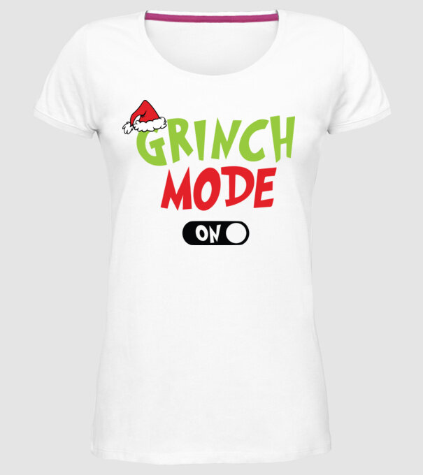 Grinch Mode model alb pe tricou