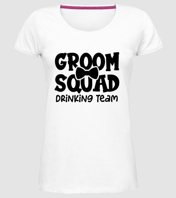 Groom Squad model alb pe tricou