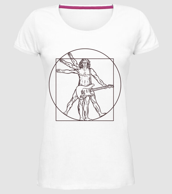 Guitar player model alb pe tricou