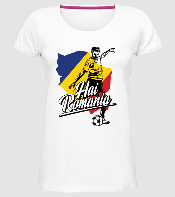 Hai romania fotbal model alb pe tricou