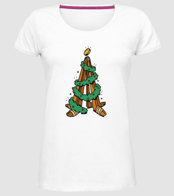 Hockey tree model alb pe tricou